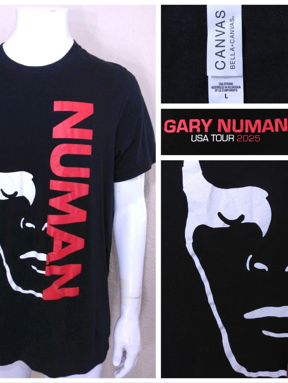 GARY NUMAN T Shirt LARGE Limited Edition USA TOUR 2025 Graphic Tee MERCH Size L